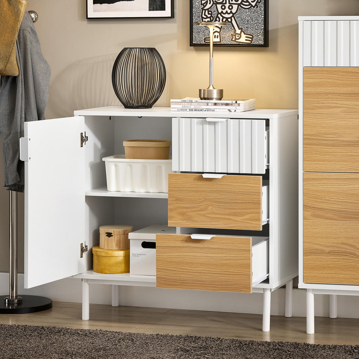 KOMMODE Weiß - Weiß, Holzwerkstoff/Metall (75/76/35cm) - SoBuy