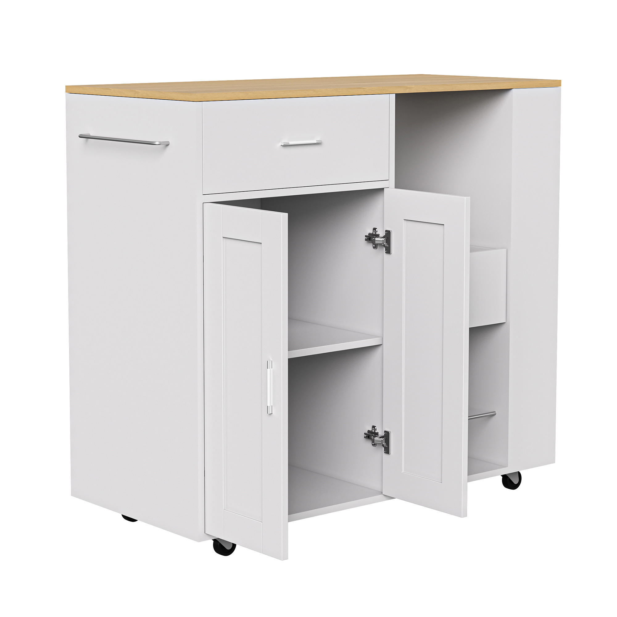 KÜCHENWAGEN rollbar 3 Ebenen Gewürzregal offen weiß - Weiß, Holz (46/92/102cm) - LEBENLANG