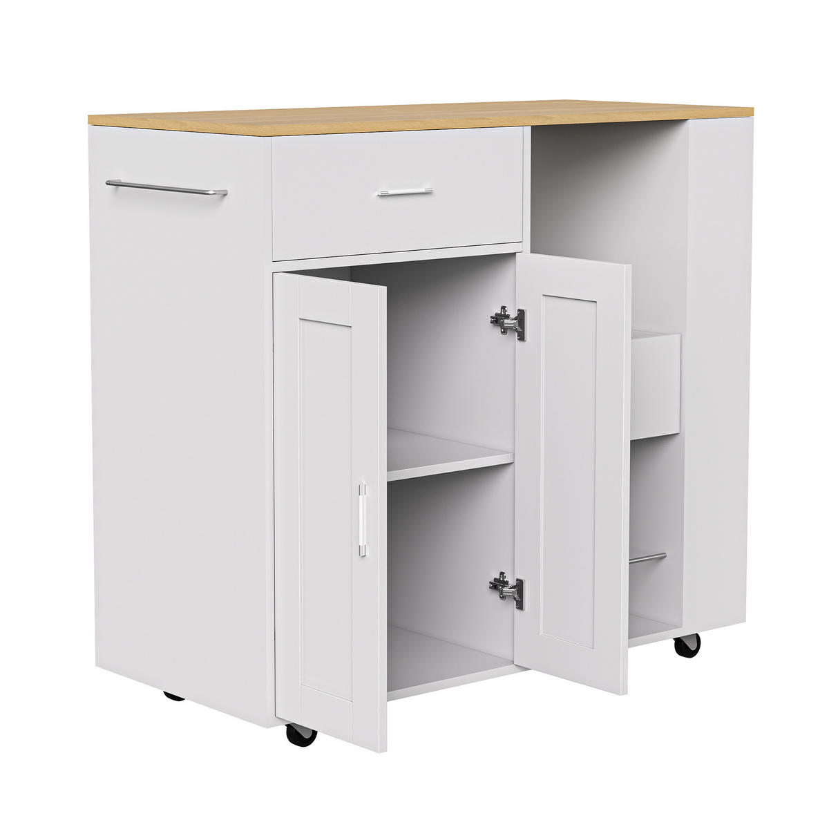 KÜCHENWAGEN rollbar 3 Ebenen Gewürzregal offen weiß - Weiß, Holz (46/92/102cm) - LEBENLANG