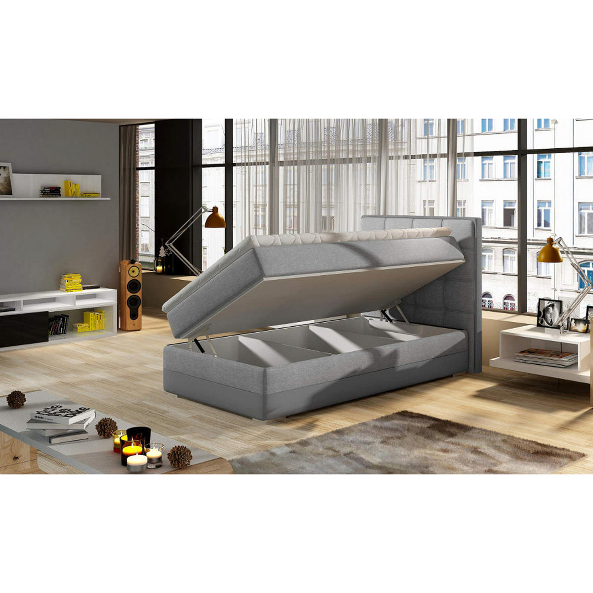 BOXBETT Aster 90x200 cm Bonellfederkern inkl - Flieder, Holz/Textil (90/200cm) - Best For Home