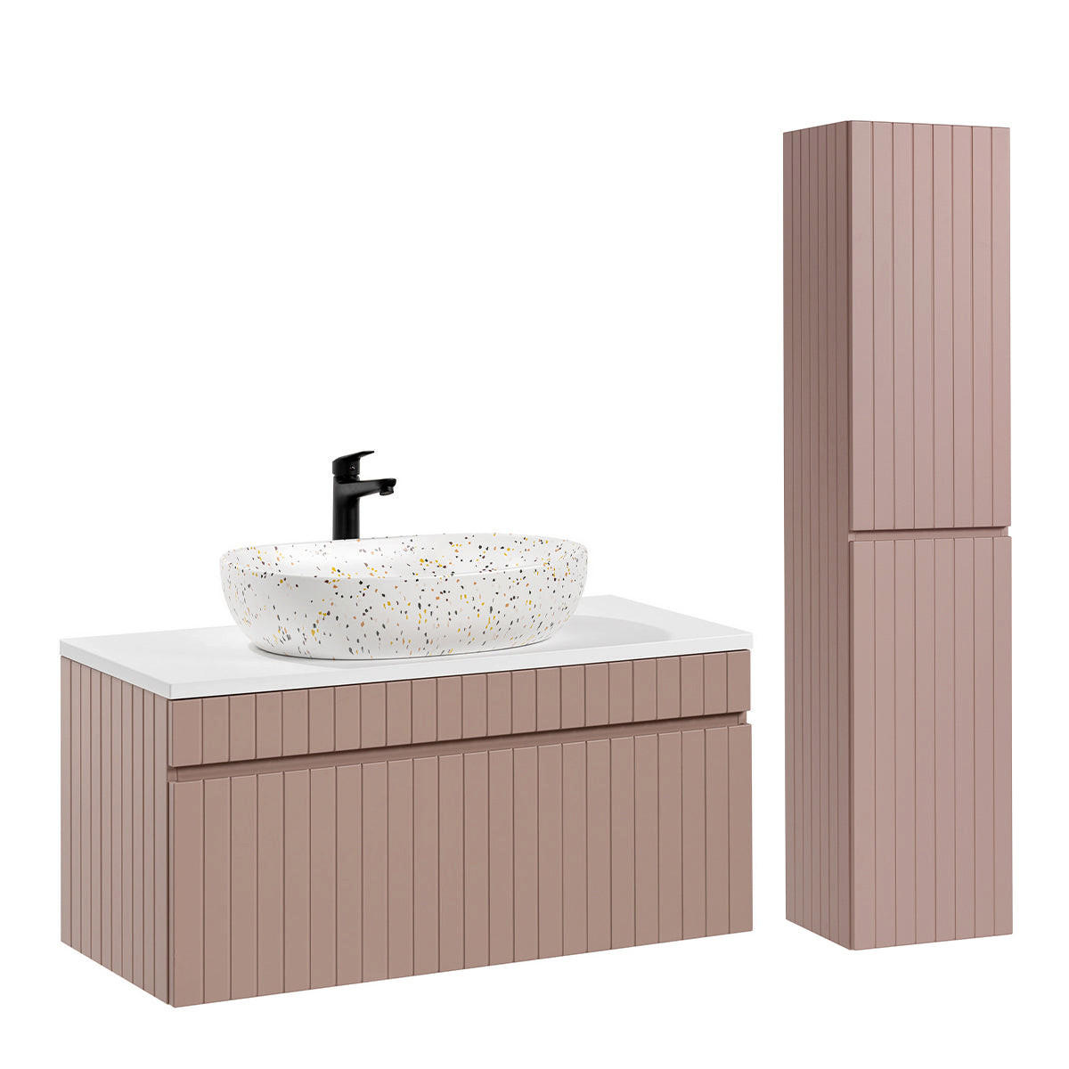BADMÖBEL 100.4cm Zelie 2er-Set Rose - Pink, Holzwerkstoff (100.4/48/46cm) - Petits-meubles