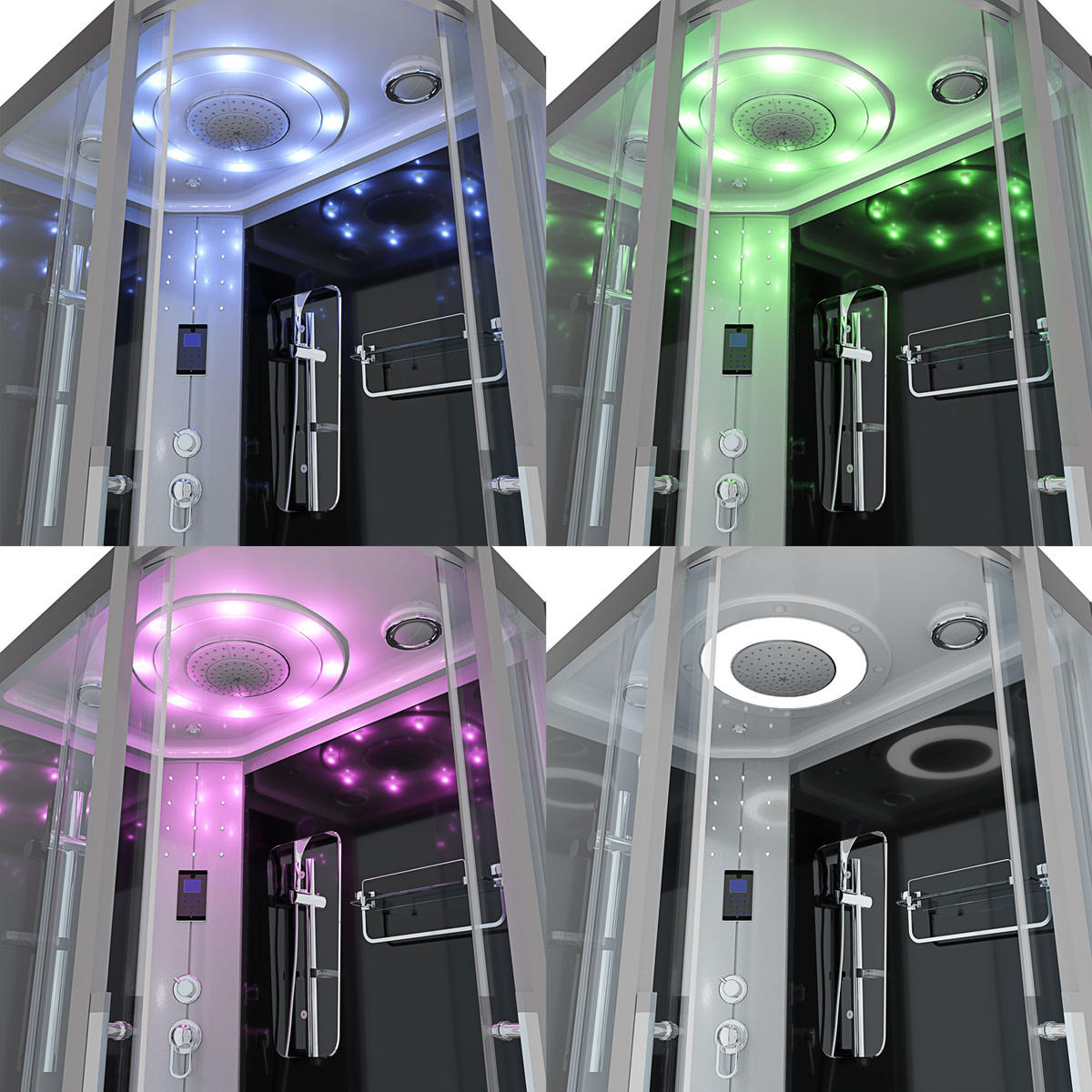 DUSCHE DampfduscheD60-73T2R-EC sw 80x120 - Schwarz, Glas/Kunststoff (80/120/215cm) - AcquaVapore by Sandra Jentho