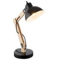 SCHREIBTISCHLEUCHTE Holzoptik Schwarz Metall - Schwarz, Holz (31/16/42.5cm) - Globo Lighting