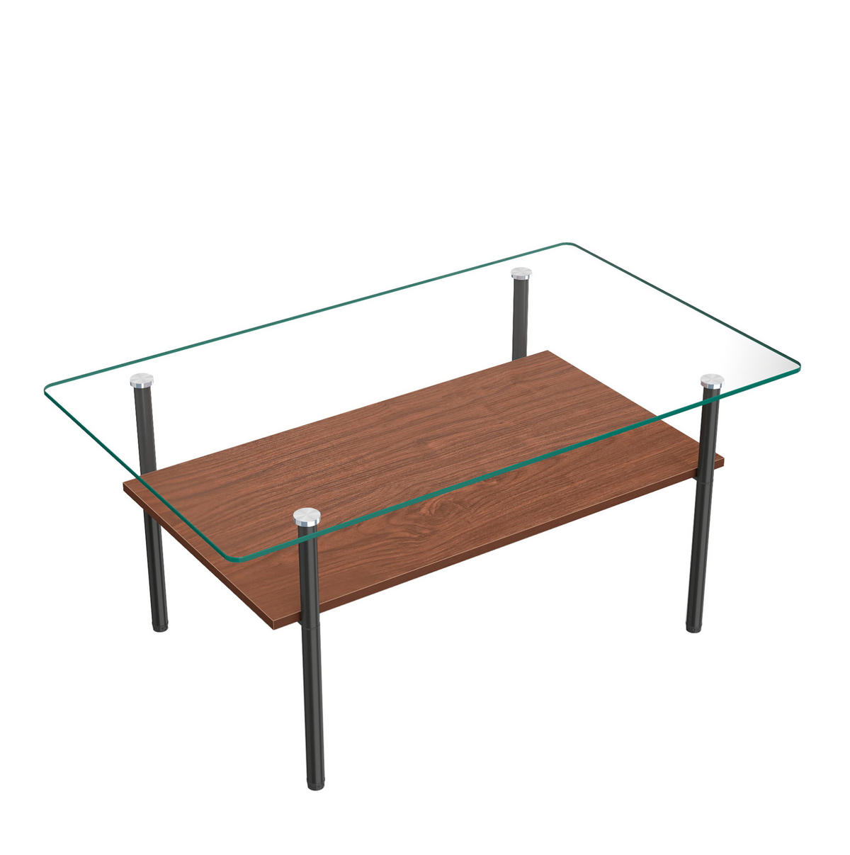 COUCHTISCH aus Glas 97x57x45 cm MDF und Metall Schwarz/Braun mit Ablagefläche - Schwarz, Holzwerkstoff (97.7/57.7/45cm) - IVMEU