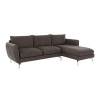 ECKSOFA Elou Braun - Khaki Microfaser - Chromfarben/Dunkelbraun, Holz/Textil (261/167cm) - S-Style Möbel