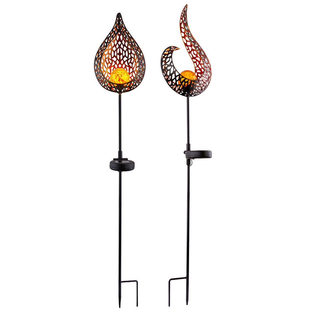 LED AUSSENLEUCHTE Schwarz Metall 2er Set - Multicolor, Glas (16/7/90cm) - Globo Lighting