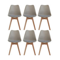 ESSZIMMERSTUHL 6er-Set mit Holzbeinen und gestreiftem Sitzkissen in Beige - Beige, Textil (49/83/42cm)