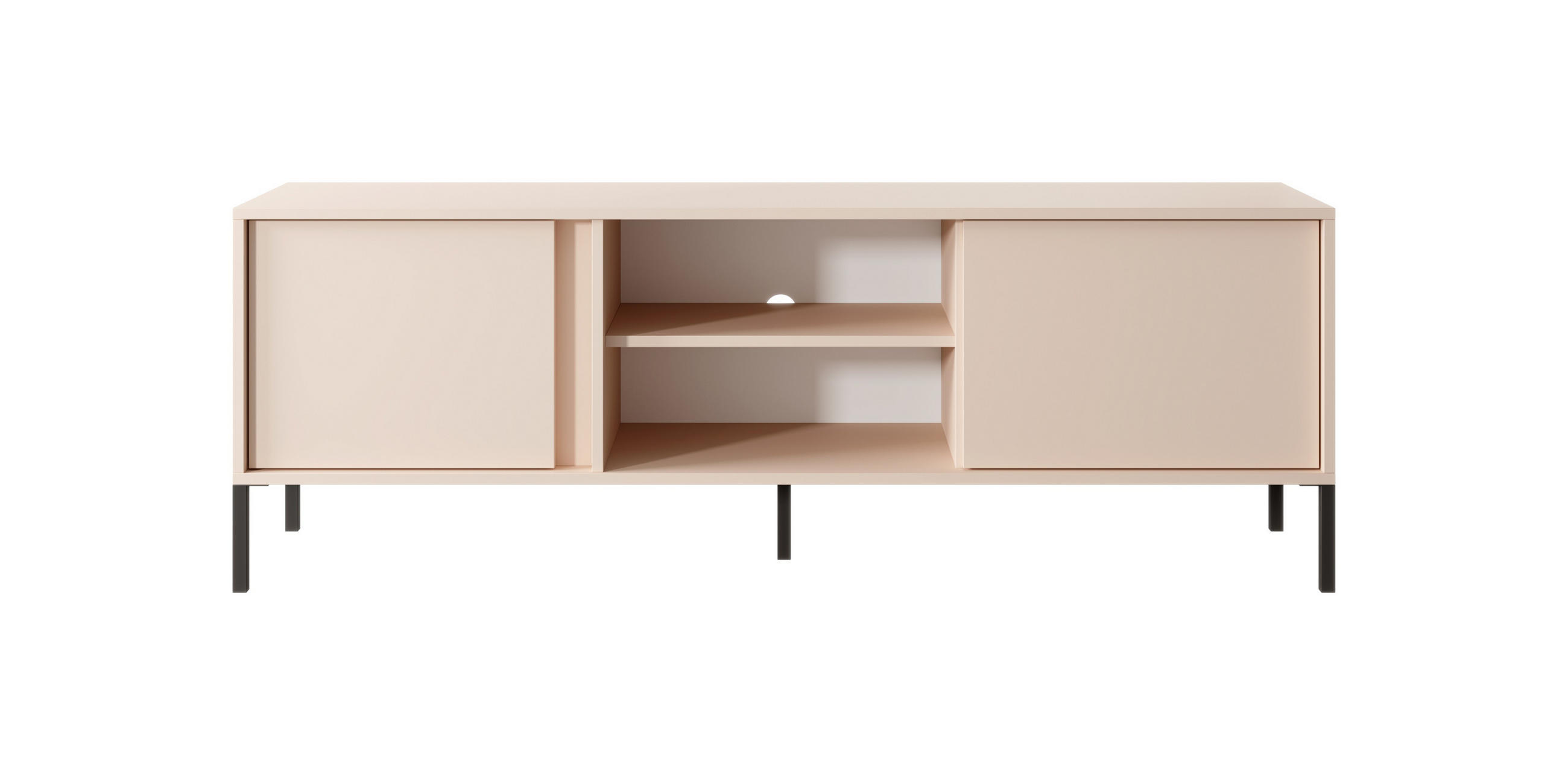 TV-SCHRANK Holen Beige, zweitürig mit schwarzen Beinen - Beige/Schwarz, Holzwerkstoff/Metall (153/53/40cm) - Bettso