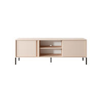 TV-SCHRANK Holen Beige, zweitürig mit schwarzen Beinen - Beige/Schwarz, Holzwerkstoff/Metall (153/53/40cm) - Bettso