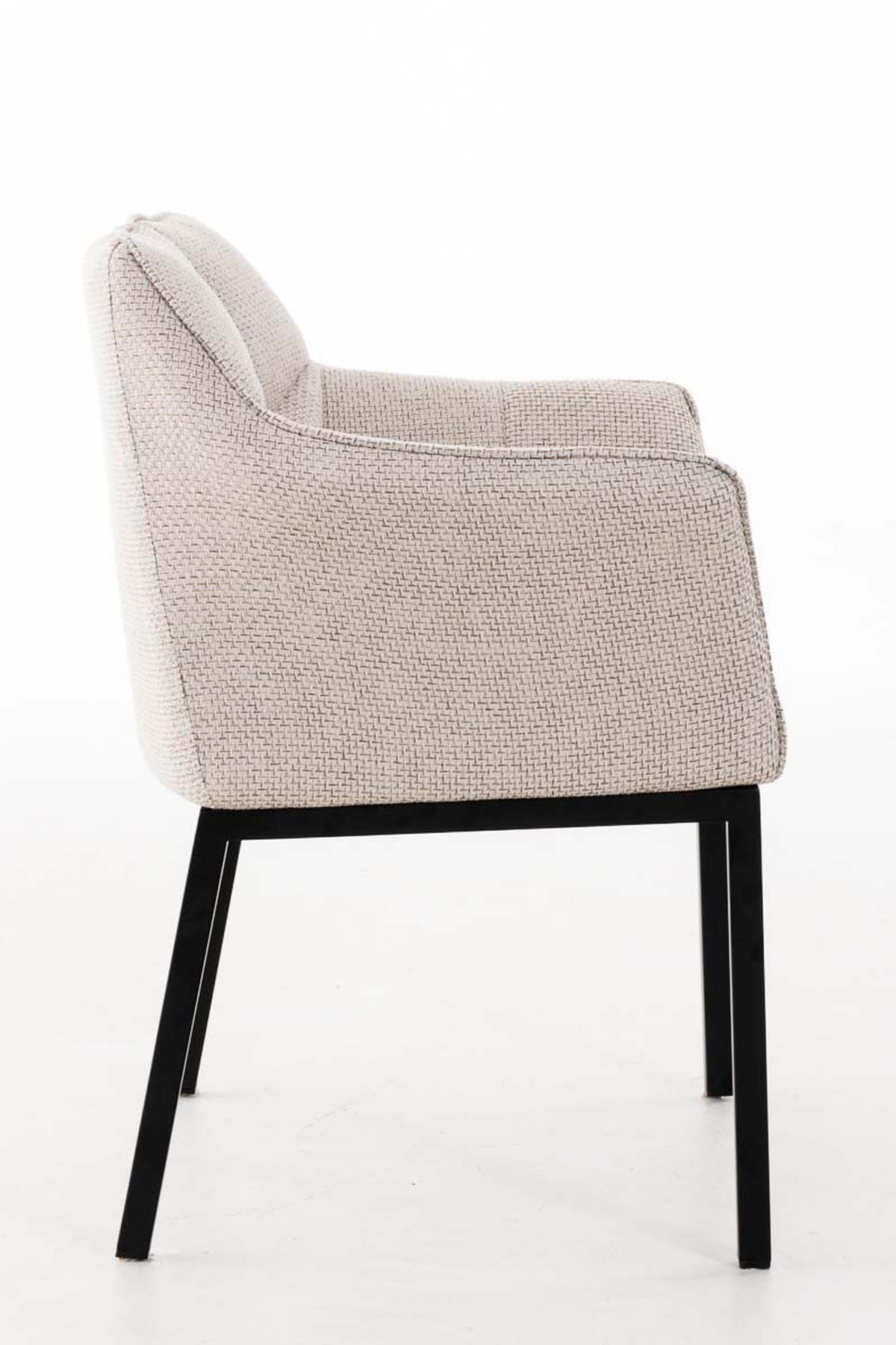 WOHNZIMMERSTUHL Stoff Elfenbein - Creme/Schwarz, Textil/Metall (67/78/63cm) - CLP