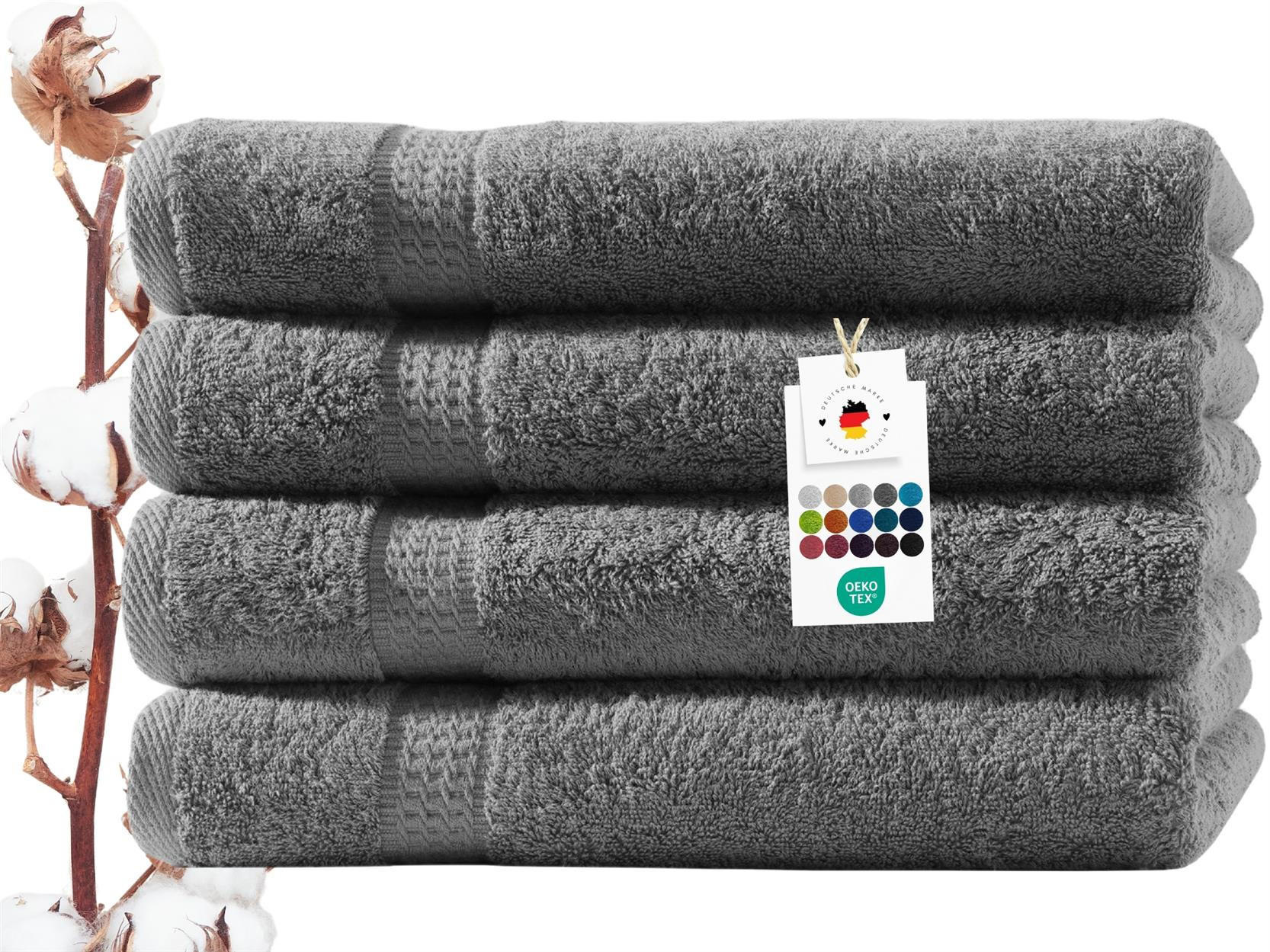 HANDTUCH 50x100 cm Frottier Handtücher im 4er Set aus 100% Baumwolle, Anthrazit 500g/m2 - Anthrazit, Textil (50/100cm) - Carpe Sonno