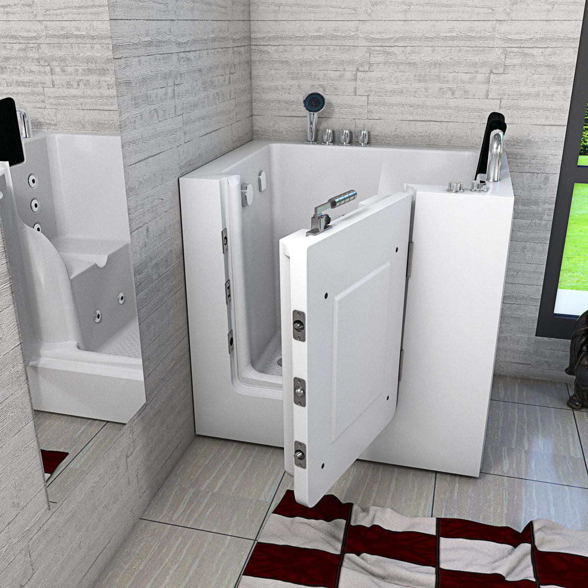 WHIRLPOOL-SENIORENWANNE S02WP-TH-A-R Weiß - Weiß, Glas/Kunststoff (100/113/78cm) - AcquaVapore by Sandra Jentho