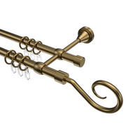 GARDINENSTANGE Primus Allegra 120 cm, 2-läufig, 16 mm Ø Messing Antik - Messingfarben/Bronzefarben, Metall (120cm) - INTERDECO