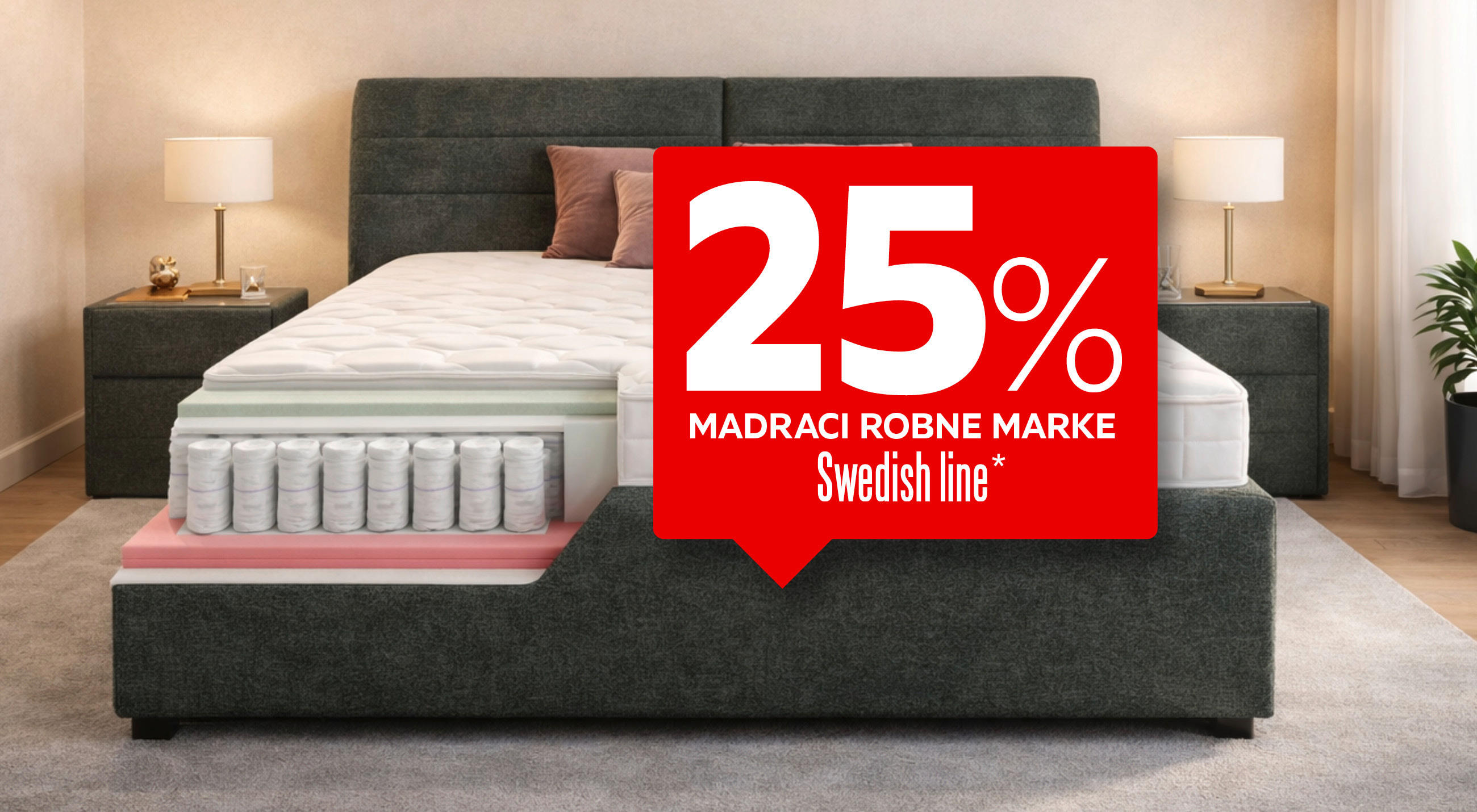 25% madraci robne marke Swedish Line*
