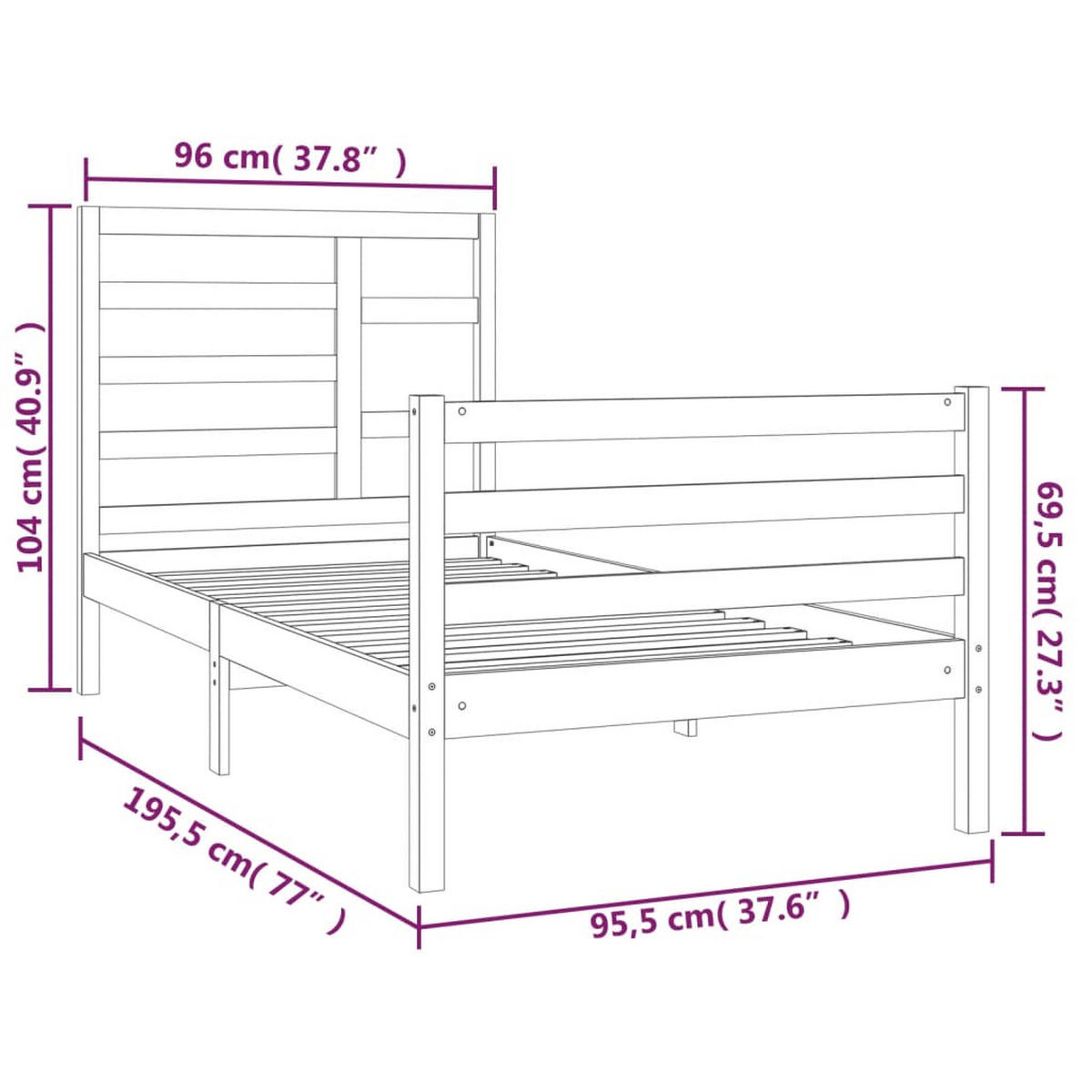 BETT Nelsen 104/195.5 cm - Braun, Holz (90/190cm) - Nettlife