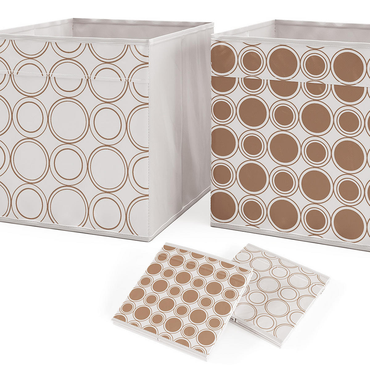 FALTBOX Weiß/Gold 30 x 30 cm 2er Set - Goldfarben/Weiß, Wellpappe (30/30/30cm) - Vicco