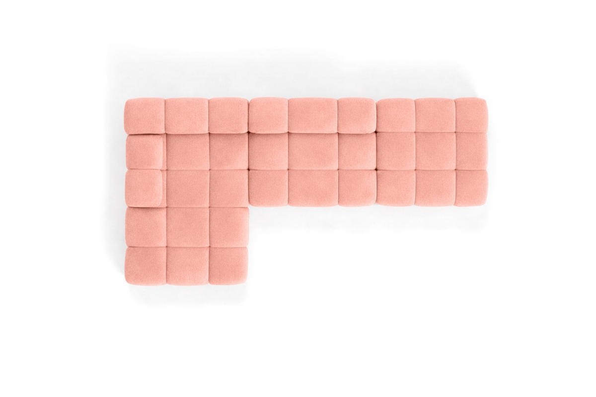 ECKSOFA L-Form Modular Mit Hocker, Veloursstoff Salvador, Rosa, Links, Selia - Rosa, Holz (285/160cm) - Kaiser Möbel