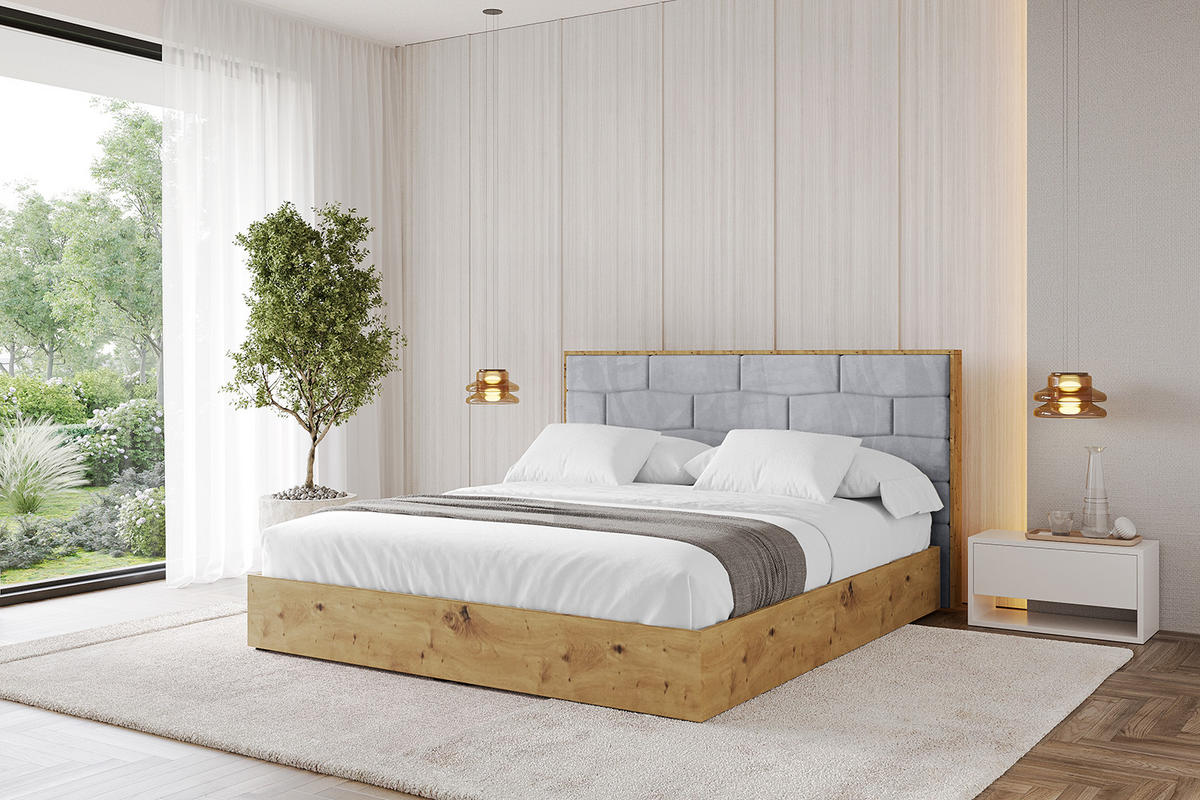 POLSTERBETT mit Bettkasten und Lattenrost, Boxbett ohne Matratze - ENZO8 140x200 Hellgrau - Hellgrau, Holzwerkstoff/Textil (140/200cm) - ALTDECOR