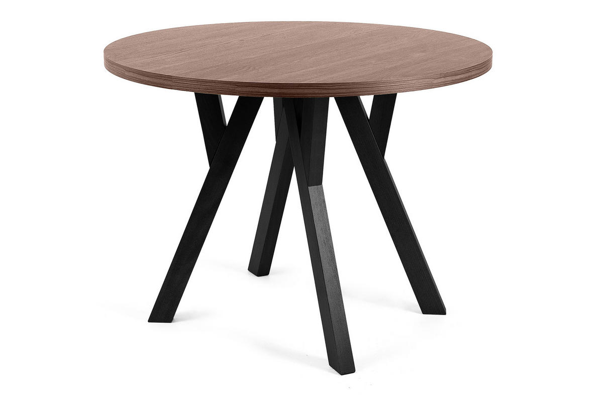 ESSTISCH INDAGA Ausziehbar 100-140cm Rund, Walnuss mittel/schwarz - Walnussfarben/Schwarz, Holz (100/140/75cm) - KONSIMO®
