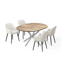 ESSTISCH-SET Loyd, Eiche rustikal/Grau, 120 x 120 cm mit 4 Esszimmerstühlen (Beige) - Wildeiche/Grau, Holzwerkstoff (120/76.5/120cm) - Vicco