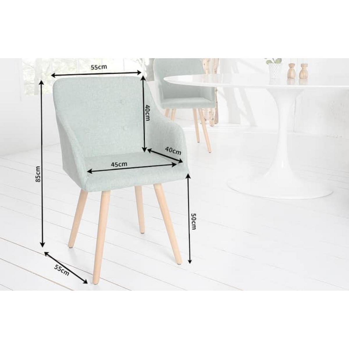 STUHL SCANDINAVIA MEISTERSTÜCK Strukturstoff Salbei-Grün 85 cm - Braun/Grün, Holz/Textil (55/85/55cm) - riess-ambiente