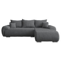 ECKSOFA Ubo L Cord, Seite: Rechts - Dunkelgrau/Silberfarben, Holz/Kunststoff (282/187cm) - MIRJAN24