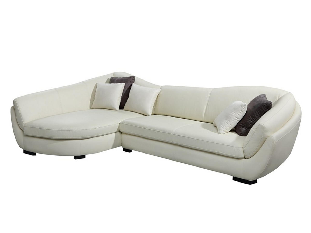 SOFA - 5 Personen - leder - elfenbeinfarben Caipi - Weiß, Leder/Holz (285/85/175cm) - Vente-Unique