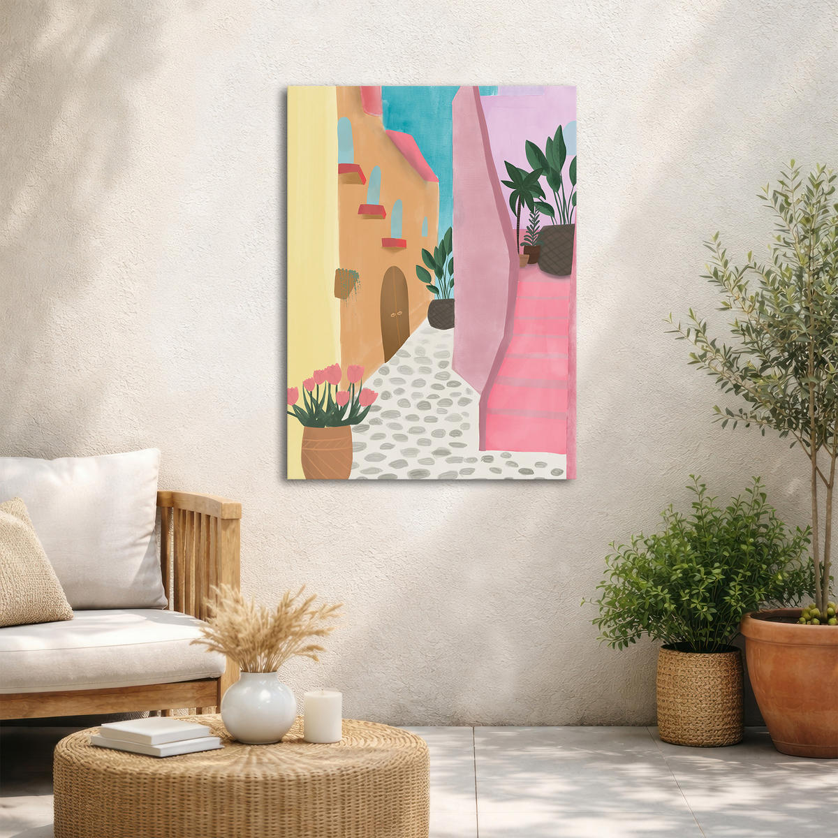 LEINWANDBILD Verträumte Allee 70x50cm - Pink/Multicolor, Textil (70/1cm) - Art for the Home