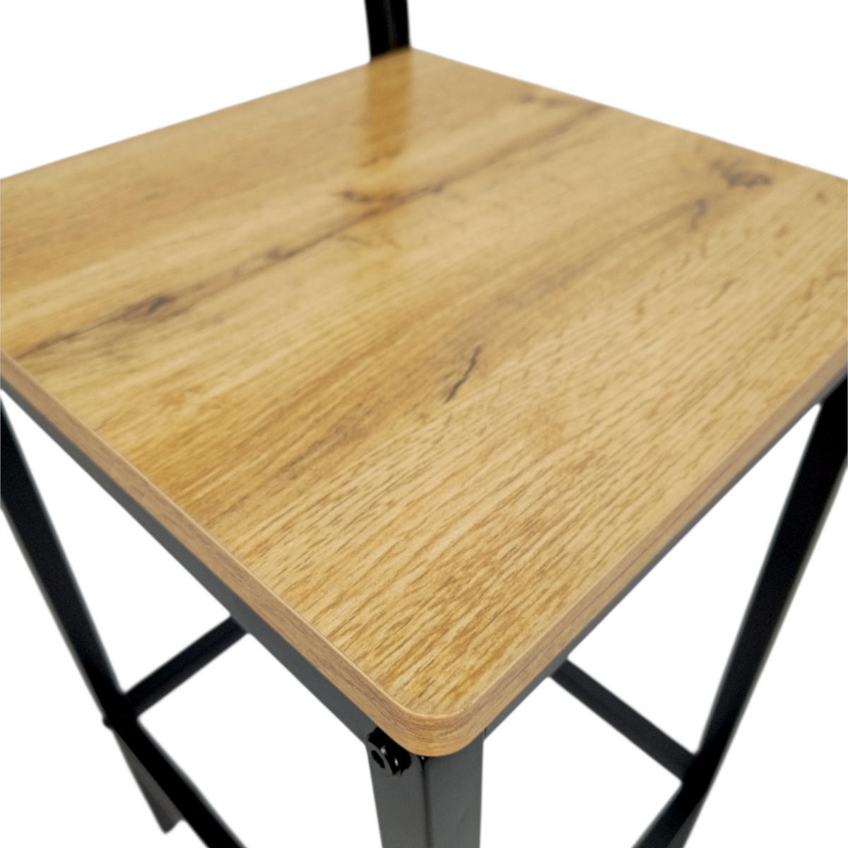 BARHOCKER Holzoptik Metall Eichefarben Schwarz 2-Er Set 90×40×29,5 cm - Eichefarben/Schwarz, Holzwerkstoff/Metall (30/90/40cm) - Begryf