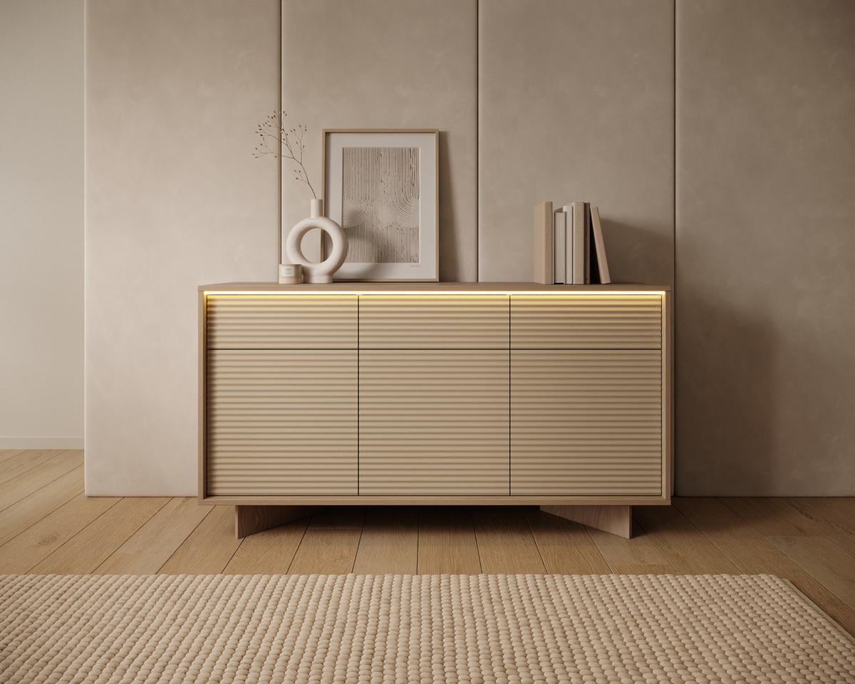 KOMMODE: Naturbolivar, 153,9 x 84,4 x 40 cm - Eichefarben, Holzwerkstoff (153.9/84.4/40cm) - 3XE LIVING