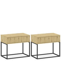 NACHTTISCH RECTUS 2-er Set - Eichefarben/Schwarz, Holzwerkstoff (60/52/39cm) - KONSIMO®