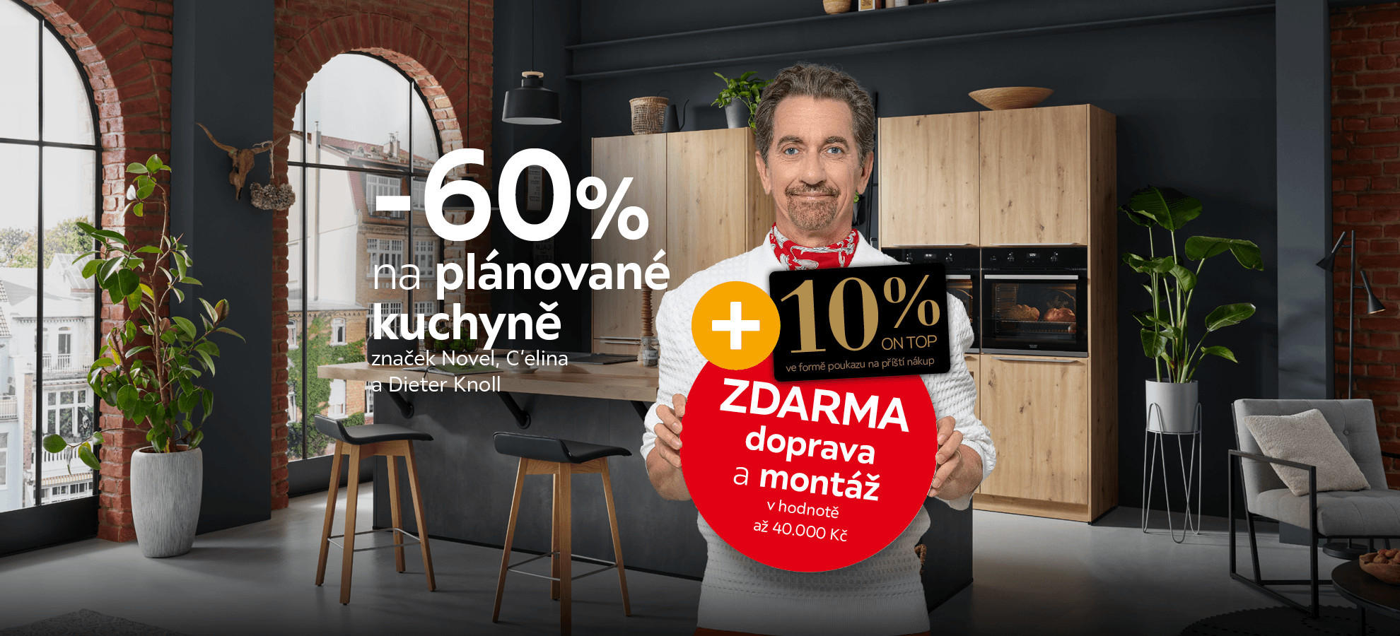 -60 % na plánované kuchyně, 10 % on top, zdarma doprava a montáž