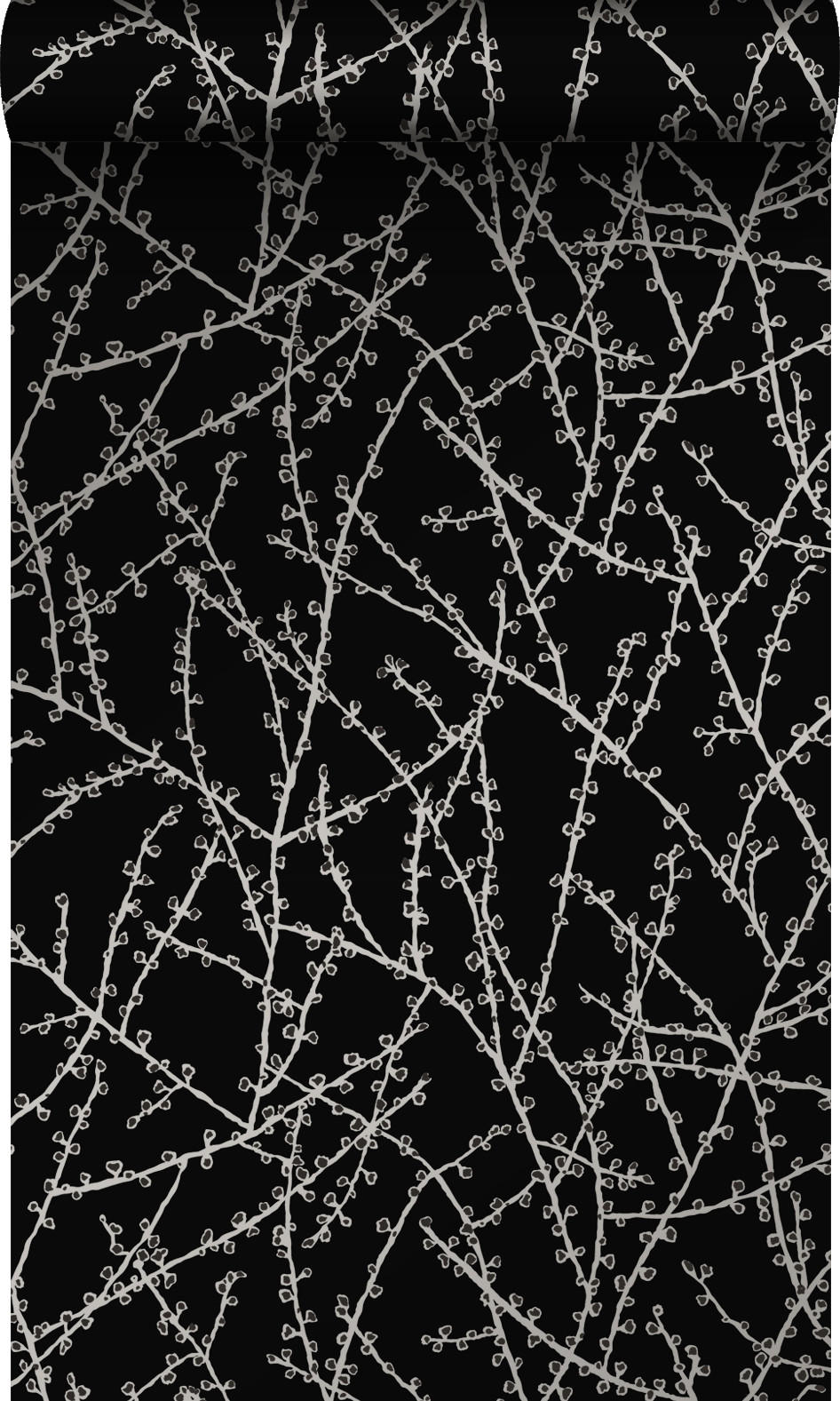 TAPETE Blütenzweige 53 cm x 10.05 m - Schwarz, Papier (53/1000cm) - Origin Wallcoverings