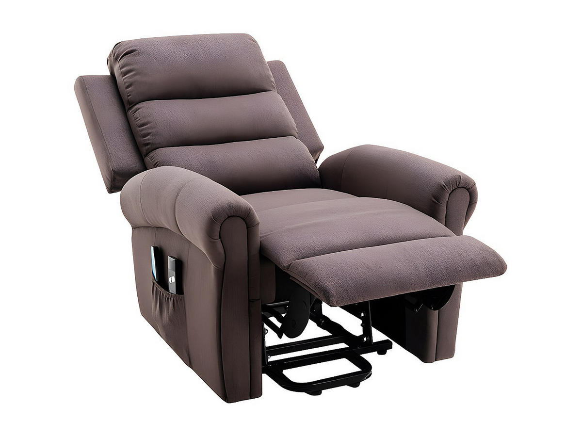 MASSAGESESSEL mit elektrischer Aufstehhilfe - Stoff - Braun - LOVARI - Braun, Textil (84/107/91cm) - Vente-Unique