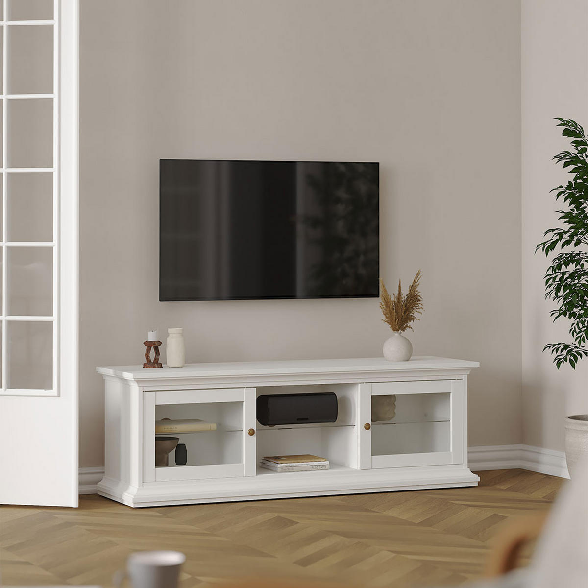 TV-ELEMENT Venedig Weiß 150/42/51 cm - Weiß, Holzwerkstoff (150/51/42cm) - ebuy24