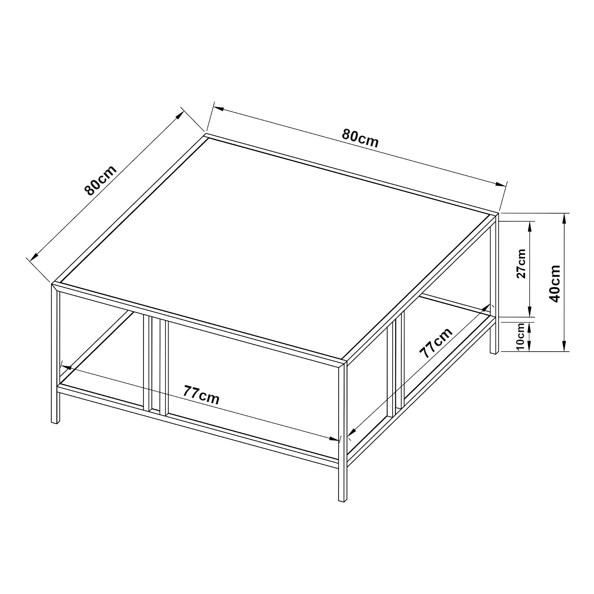COUCHTISCH Kumlinge 40/80/80 cm - Schwarz, Metall (80/80/40cm) - [en.casa]