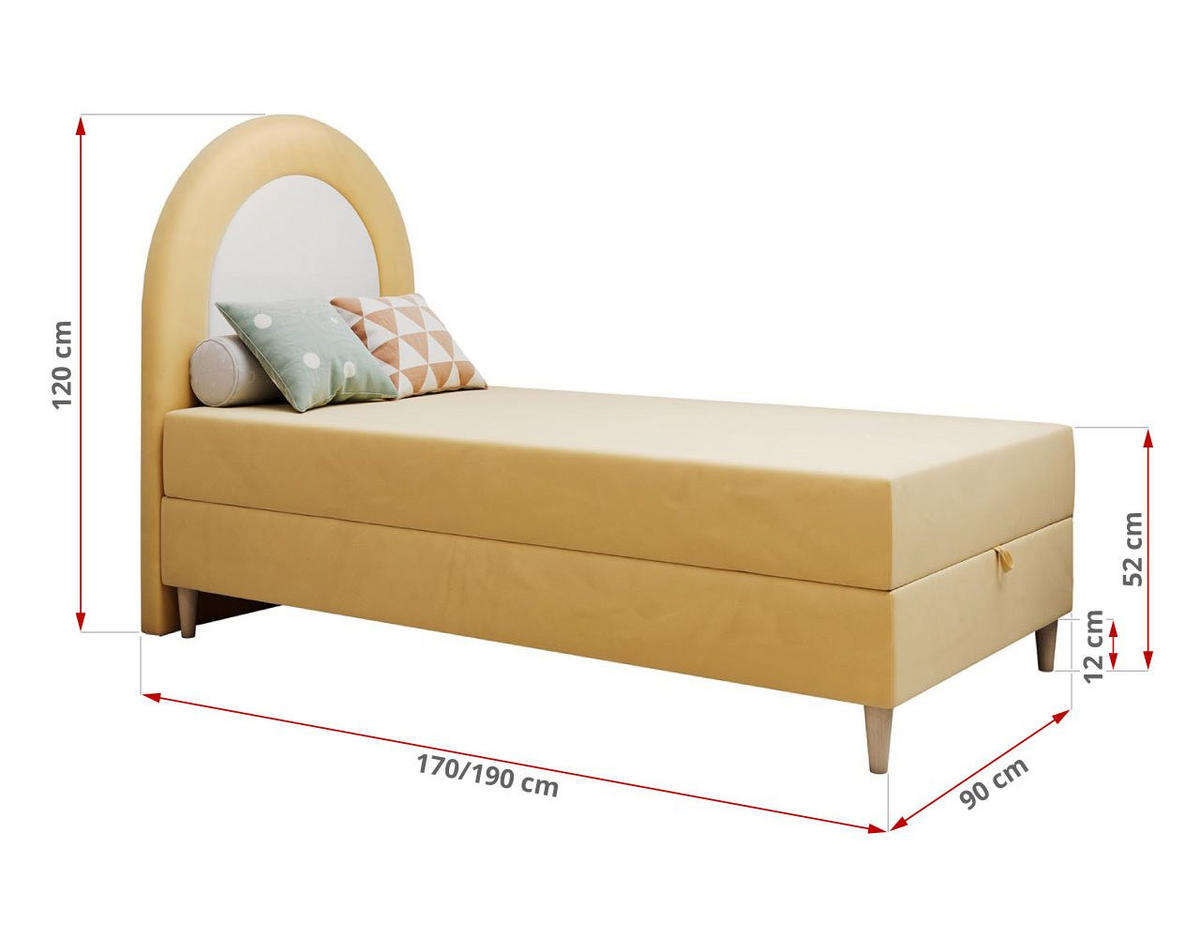 BOXBETT NEST 90/180 Gelb Velvet - H3 - Gelb, Holz/Textil (90/180cm) - MKS