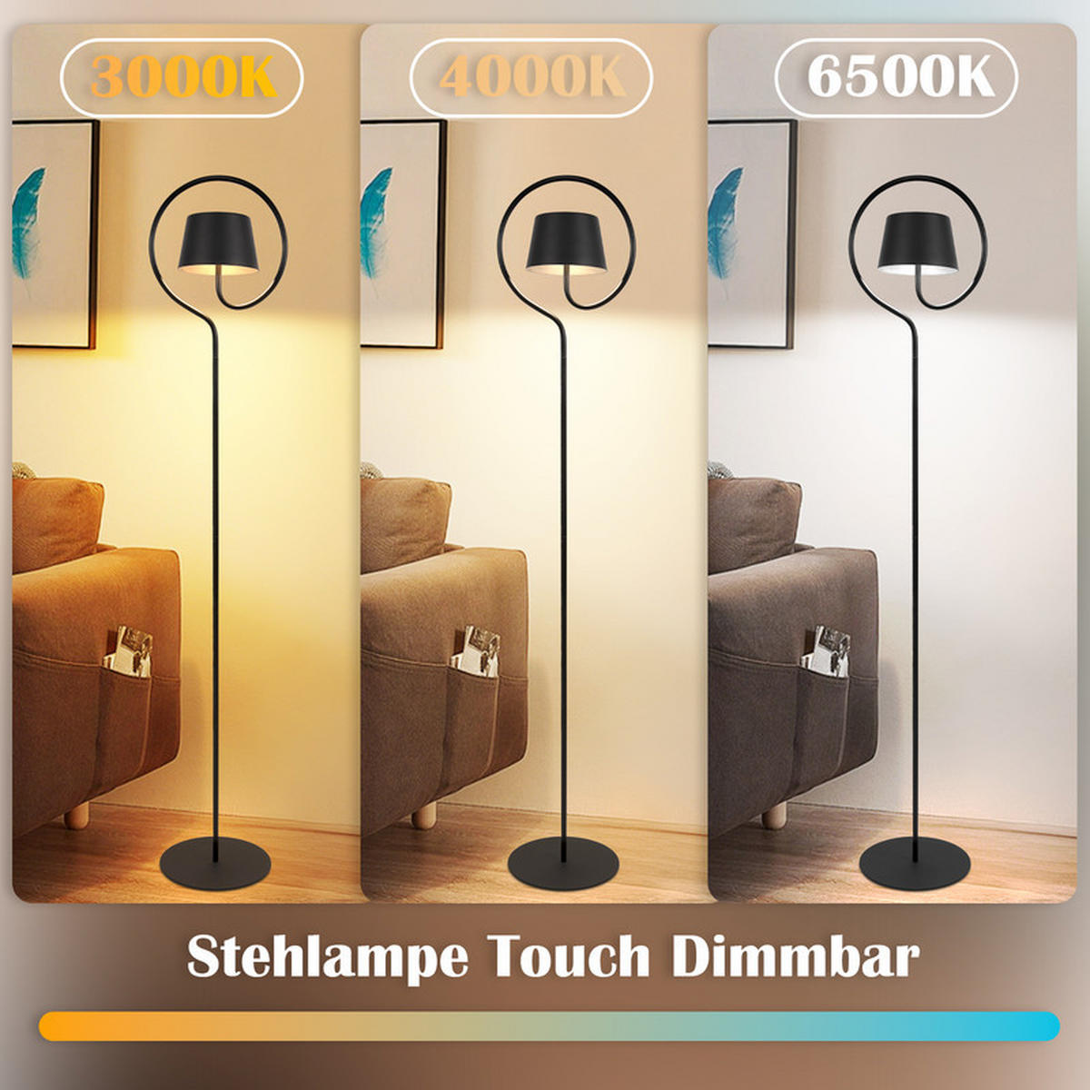 LED STEHLAMPE CARA Ⅲ 23/20/120 cm - Schwarz, Metall (23/20/120cm) - Nettlife