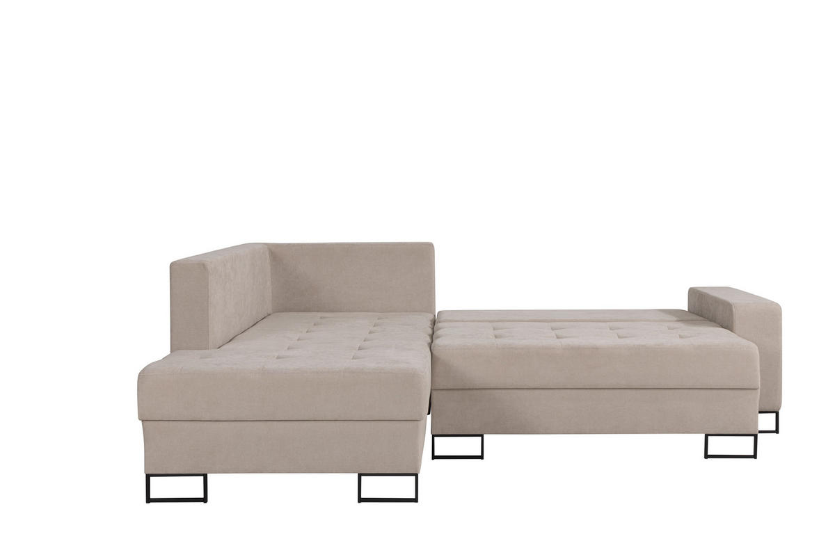 ECKSOFA mit Schlaffunktion Links Beige Chenille - 245x200 cm - Trevi - Beige/Schwarz, Holz/Holzwerkstoff (245/200cm) - Ravio