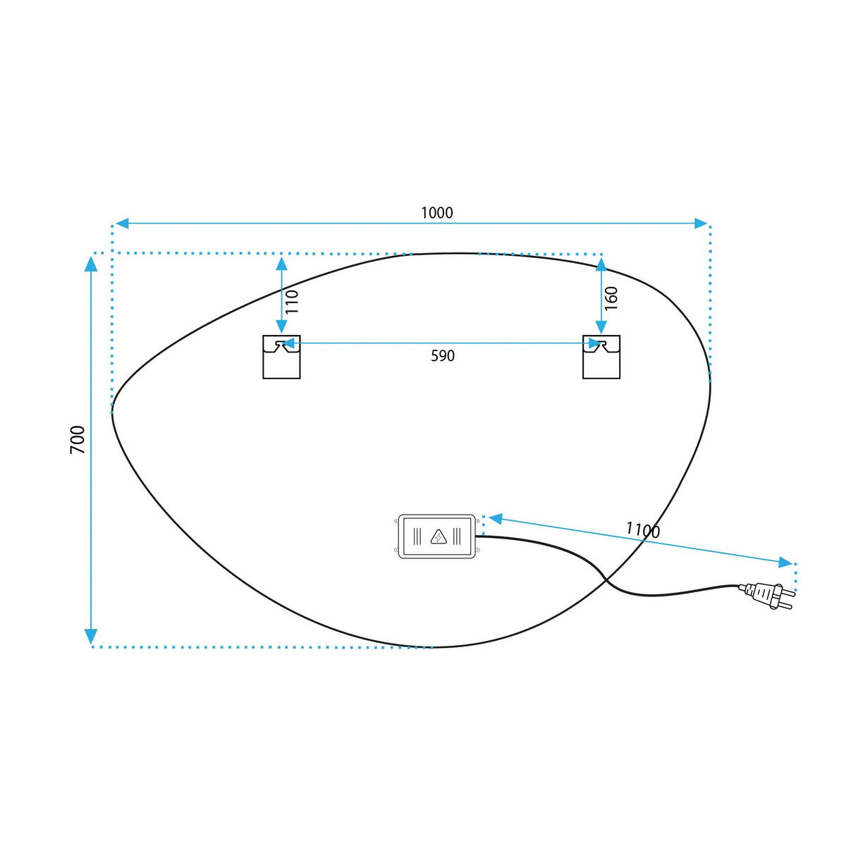 SPIEGEL Rea Led 70x100cm Fog - Grau, Glas (68/100/2cm) - REA