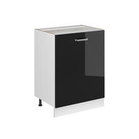 KÜCHENUNTERSCHRANK R-Line, Schwarz Hochglanz/Weiß, 60 cm mit 1 Tür ohne Arbeitsplatte - Schwarz Hochglanz/Weiß, Holzwerkstoff (60/81.6/46cm) - Vicco