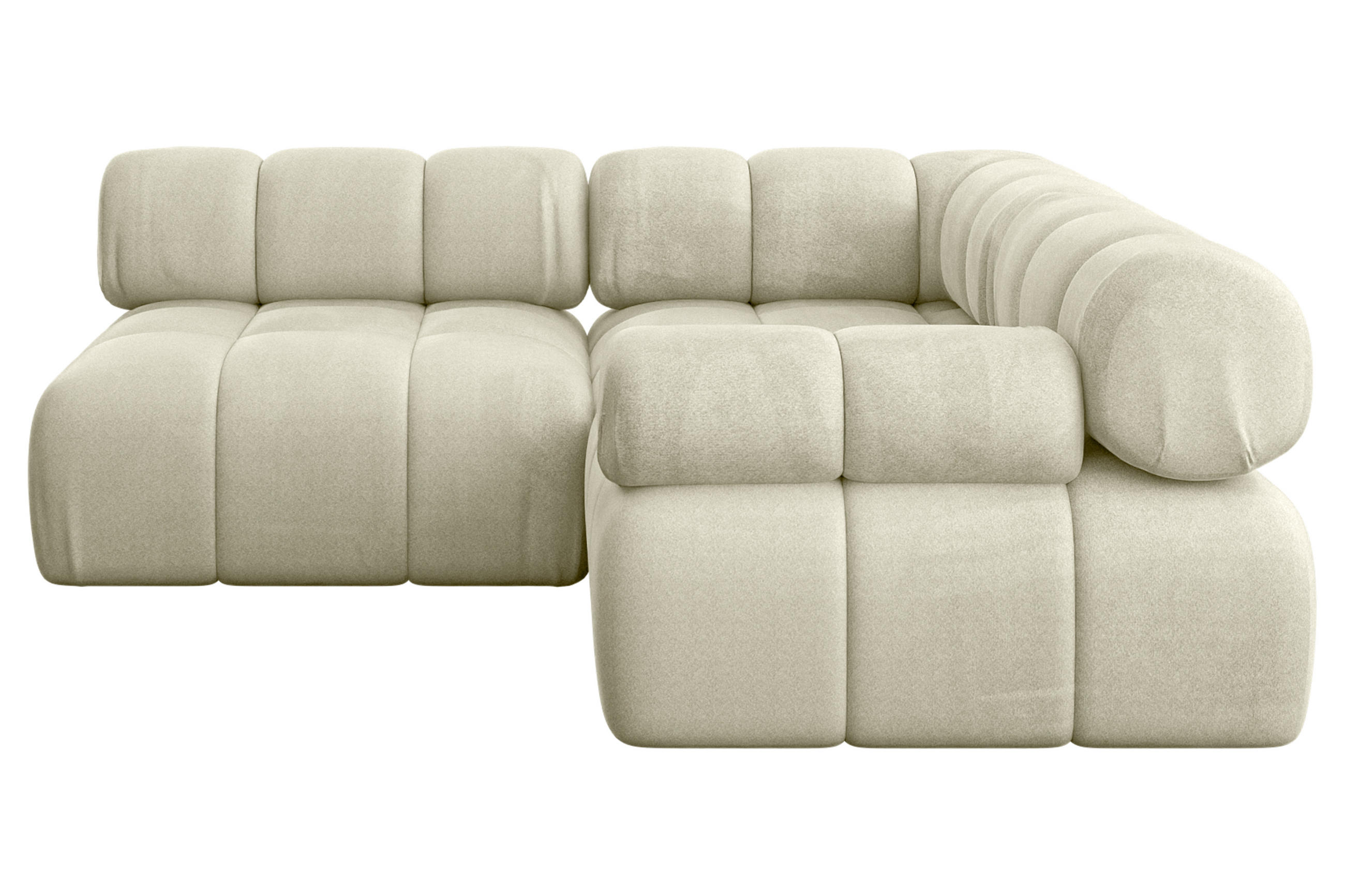 ECKSOFA modulares Sofa Mende-L1 - 190x190x70 cm Beige Velours - Beige, Holzwerkstoff/Textil (190/190cm) - ALTDECOR