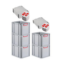 EUROBOX 5x Nextgen Color Mit Auflagedeckel 32x30x40cm Griffe Rot Geschlossen - Rot, Kunststoff (30/32/40cm) - PROREGAL