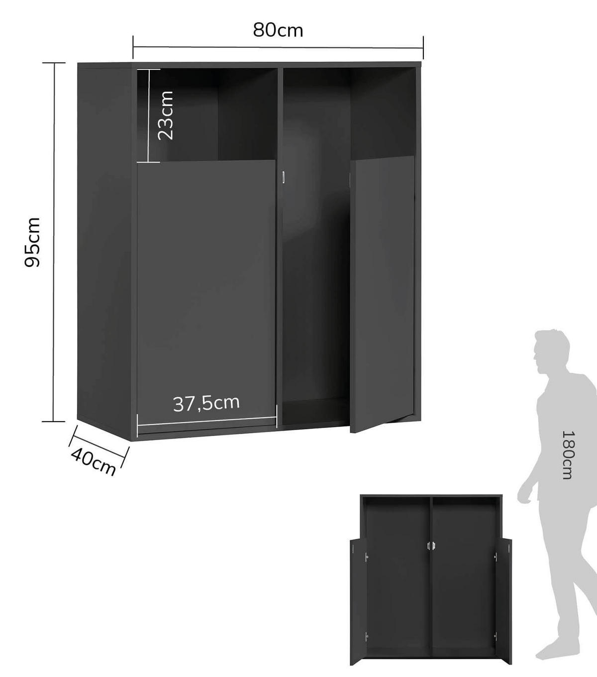 WÄSCHESCHRANK Der Wäschehüter - Schwarz, Holzwerkstoff (80/95/40cm) - Mokebo
