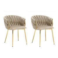 SET mit 2 Stühlen aus Samt & goldenem Metall - Beige - ELEGANO - Beige, Textil (59/74/57cm) - Vente-Unique