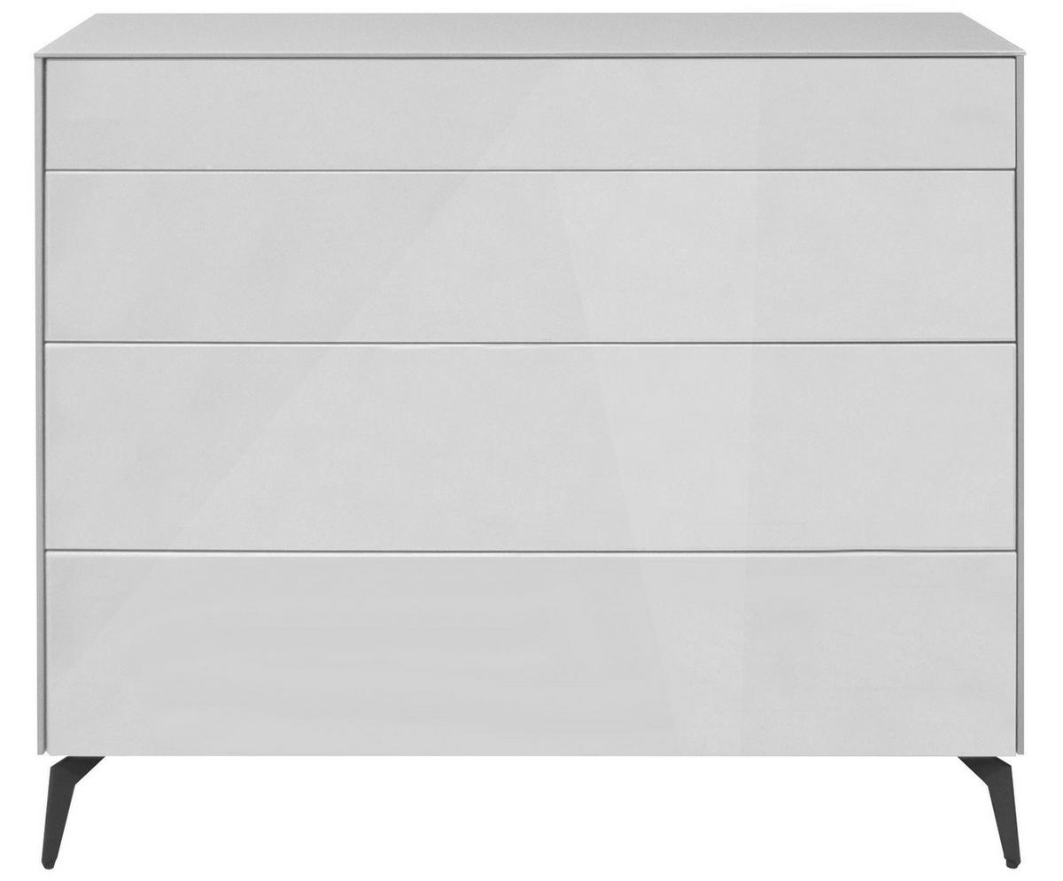 KOMMODE Elfi 121x42x104 Hochglanz Kreidegrau/Glas Kreidegrau - Hellgrau, Holzwerkstoff (121/104/42cm) - 58aufmkessel