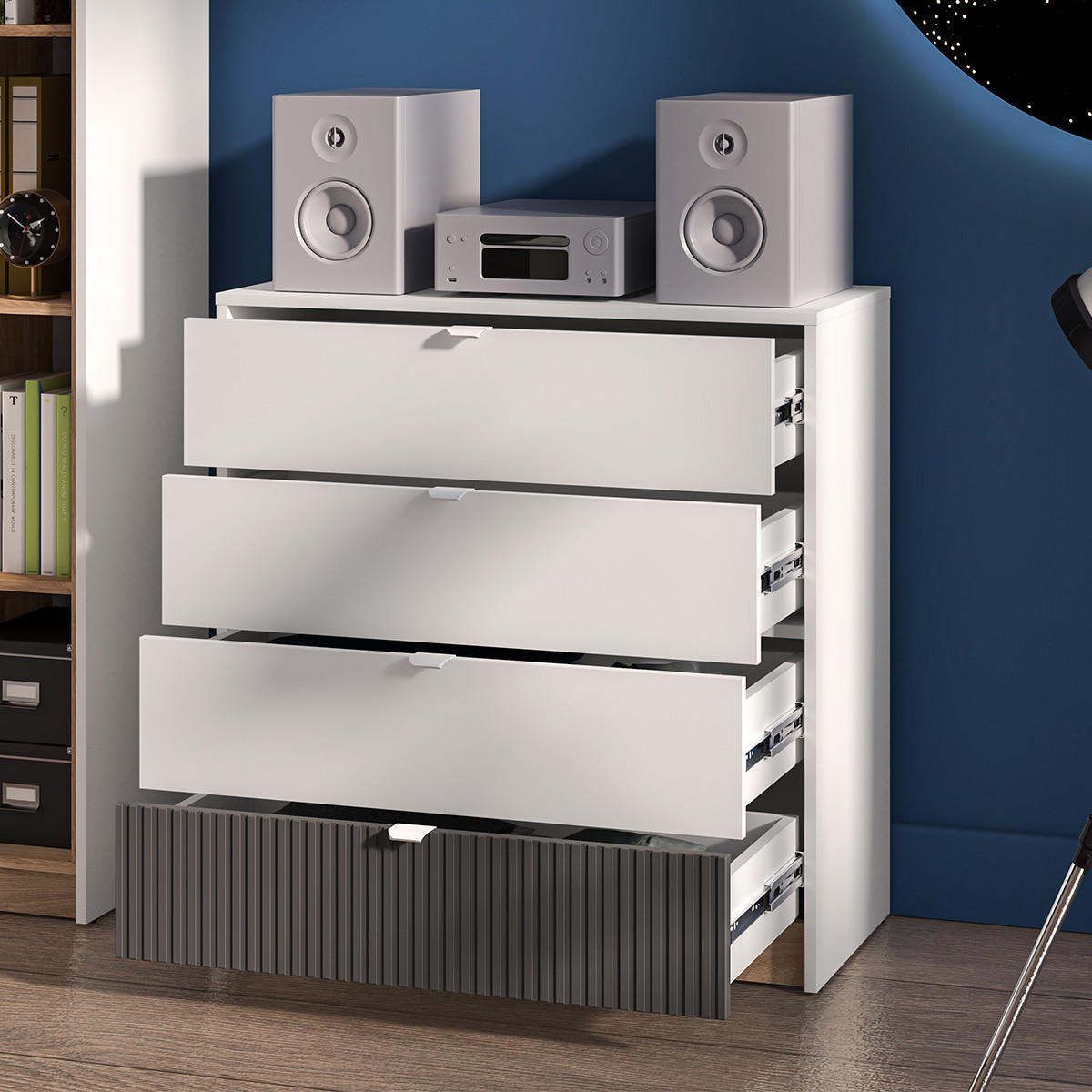 KOMMODE Ronan Weiß - Weiß, Holzwerkstoff (82/86/40cm) - Petits-meubles