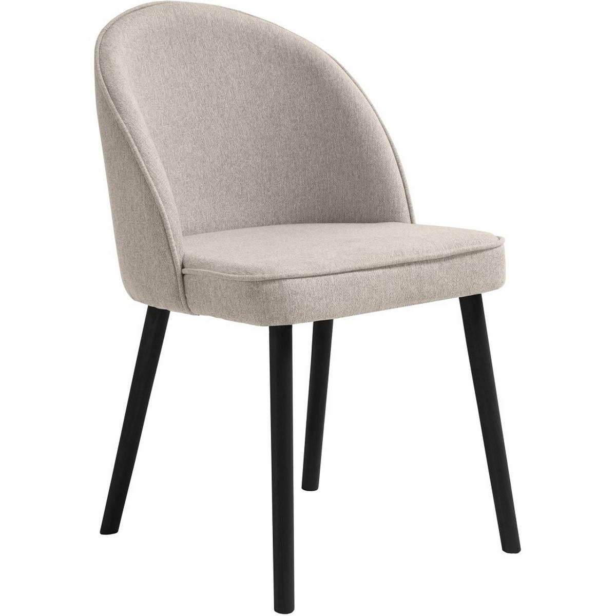 STUHL Luna, Polsterstuhl für das Esszimmer mit schwarzen Holzbeinen, Beige - Beige/Schwarz, Holz (51/87/46cm) - Beautysofa