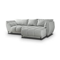 ECKSOFA VESTANO R-S Hellgrau Velours-Stoff mit Schlaffunktion - Hellgrau, Holz (287/182cm) - MASSENO