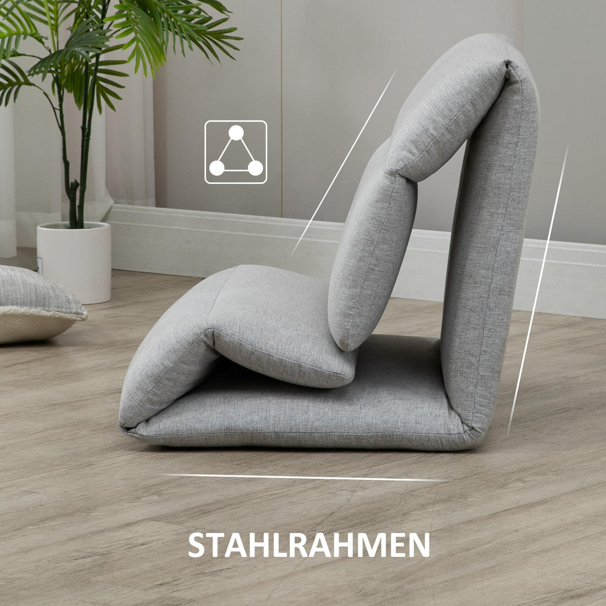 BODENSTUHL, Stahl, Schaumstoff, Grau - Grau, Metall (71/60/72cm) - HOMCOM